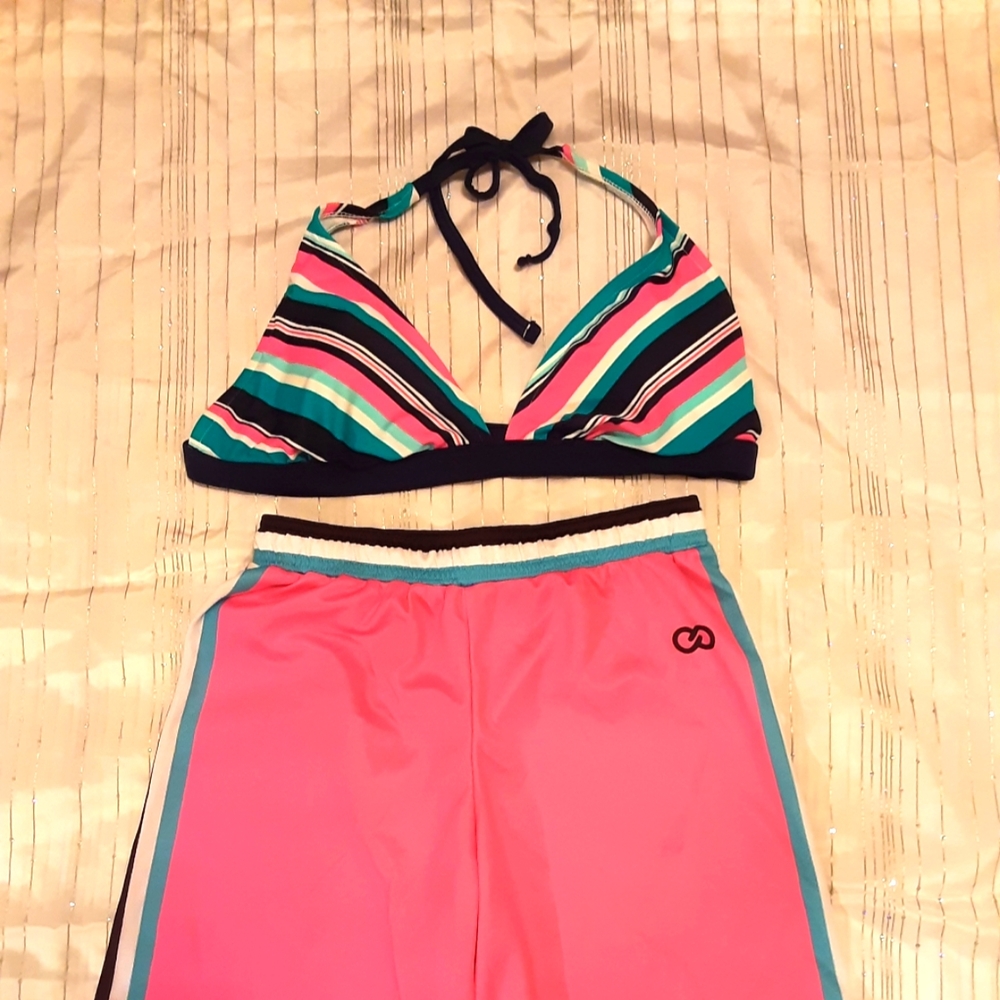 Multi Colored Stripe Swim Top